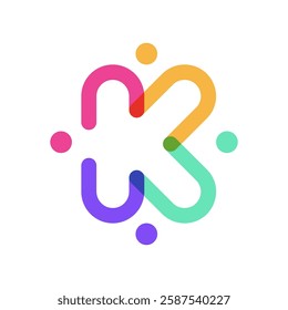 Letter K people creative colorful logo design