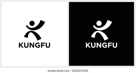 letter K people kungfu logo design graphic vector illustration