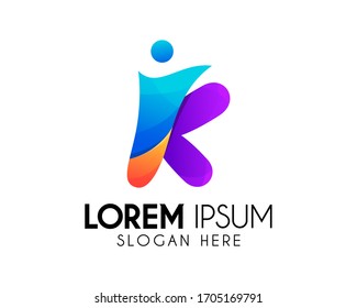 Letter K people vector logo design. With colorful icon template. Modern logo for brand identity.
Creative vector elements