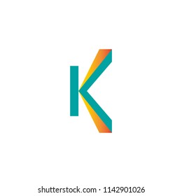 Letter k in perspective with arrows extending vector logo