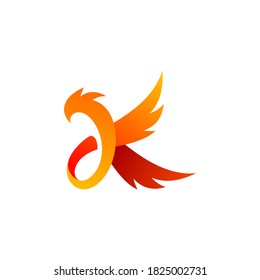 letter K with phoenix logo design