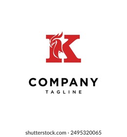 Letra K Phoenix logo icon Vector
