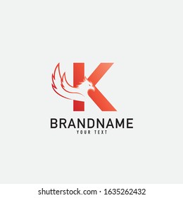 Letter K With Phoenix Vector Royalty Logo Design Inspirations