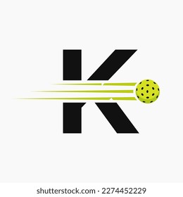 Letter K Pickleball Logo Symbol. Pickle Ball Logotype Vector Template