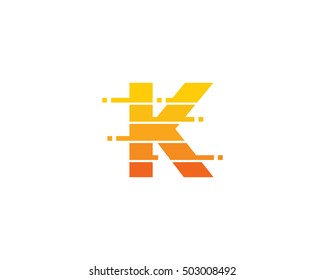 Letter K Pixel Cut Logo Design Template