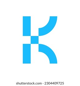 Letter K pixel digital logo design