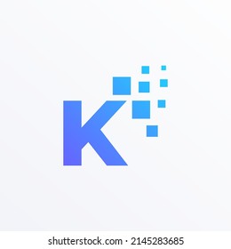 Letter K with pixel technology logo design