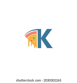 Letter K with pizza icon logo vector template