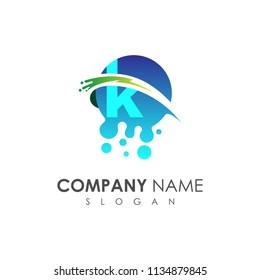 Letter K Planet Logo, Bubble Letter K Logo