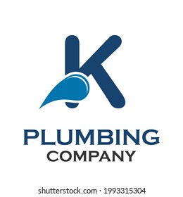 Letter k plumbing with water logo template illustration