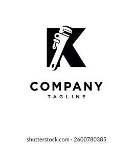 Letter K Plumbing Wrench Logo Icon Vector