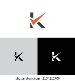 letter K plus check mark logo icon