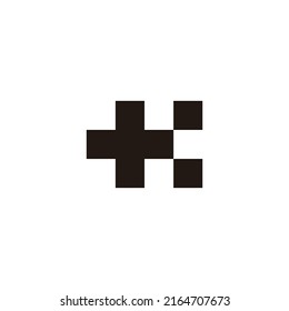 Letter K plus, geometric symbol simple logo vector