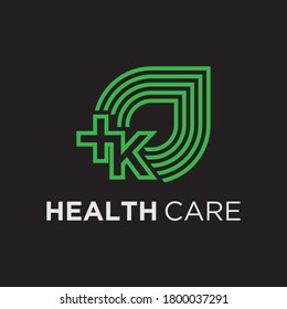 Letter K  plus logo, Medical health care Logo