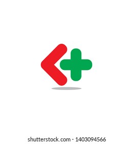 letter k plus medical logo vector