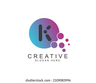 Letter K Point Logo Design with Blue Purple. Illustration of Colorful Alphabet Vector Letters.