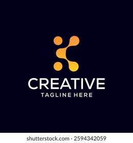 letter K point shape logo design vector