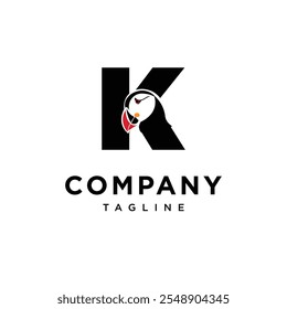 Letter K Puffin Logo Icon Vector