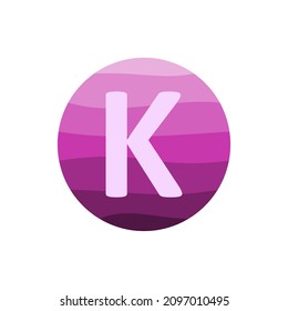 letter k with purple circle gradient vector design template in white background.