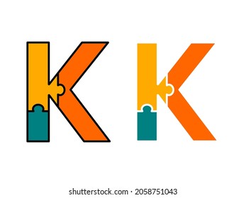 Letter k with puzzle design logo template illustration