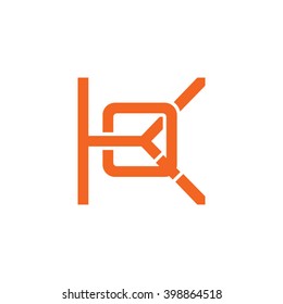 letter K and Q monogram logo orange