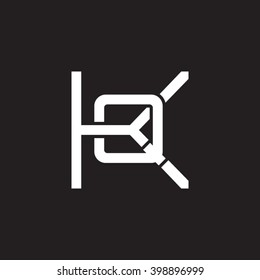 letter K and Q monogram logo white black background