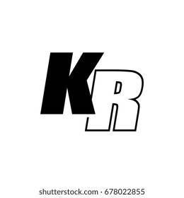 letter K and R logo overlapping black negative