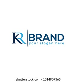 Letter K and R on white background, flat design