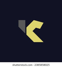 letter k r simple slice geometric logo vector 