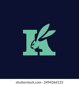 Letter K Rabbit logo icon vector 