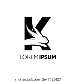 Letter K Rabbit Run Logo Design Vector Image Icon Graphic Emblem Symbol Illustration