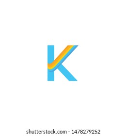 Letter K with rainbow element. K letter logo vector template