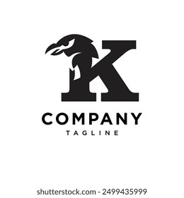 Letter K Raven logo icon vector