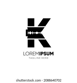 Letter K Razor Blade Logo Design Vector Icon Graphic Emblem Illustration