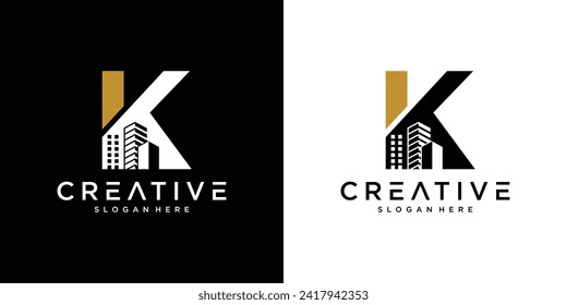Plantilla de logotipo de vectores inmobiliarios de letra K