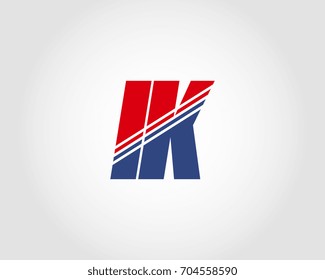 Letter I and K red and blue combination logo