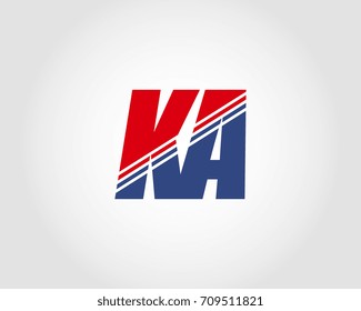 Letter K and A red and blue combination logo
