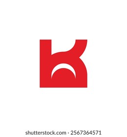 letter k red sun simple curves geometric logo vector 