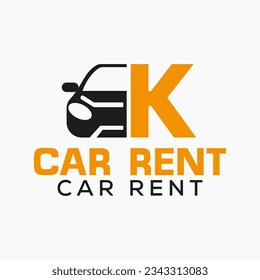 Letter K Rent Car Logo Design Template. Automotive Car Logo Symbol