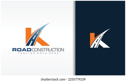 Letter K with road logo vector stock, the creative design concept for highway maintenance and construction