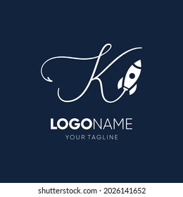 Letter K Rocket Logo Design Vector Graphic Icon Emblem Illustration