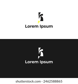letter k and rocket logo design concept with black and yellow colour