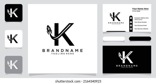 Letter K rocket logo icon vector design template Illustration Vector