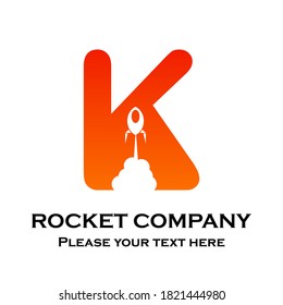 Buchstabe k mit Raketenvektorlogo. Dieses Design ist modern und eignet sich für Web, Marke, Netzwerk, Transport, App etc.
