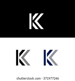 Letter K and rotated letter V vector logo 