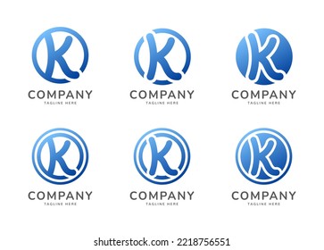 Buchstabe K, gerundetes Monogramm-Logo