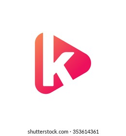 letter k rounded triangle shape icon logo orange red