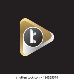 letter k rounded triangular logo gold silver black background
