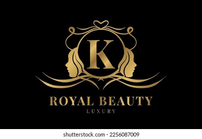 letter K royal beauty crest logo design element