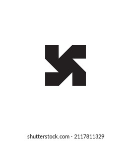 
Buchstaben K und S, einfaches Symbol, viereckiges Vektorlogo